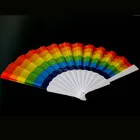 2019 Wholesale custom logo print promotional colorful rainbow fold hand fan