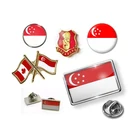 National round badges casting stainless steel imitation silver plated singapore kurdistan usa flag epoxy lapel pins