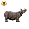Hand Carved Bronze Rhinoceros Sculpture Garden Animal Decoration Life Size Bronze Rhino
