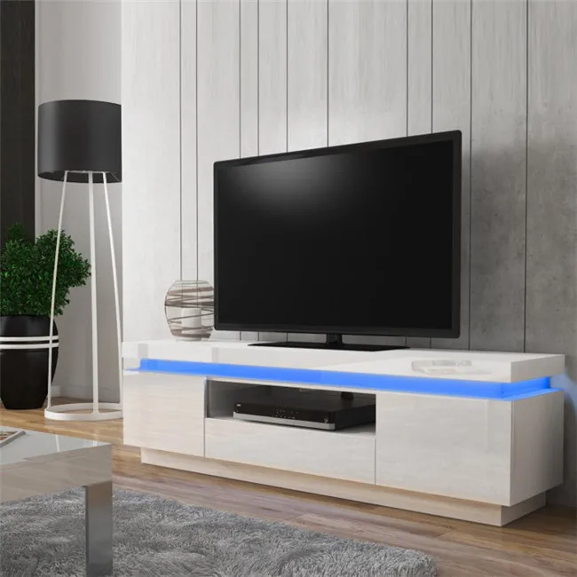 New Design Modern Simple Uv High Gloss Tv Stand Led Light Tv Wall