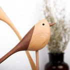 wooden furnishing Long-Tailed Bird Figurines Home Decor Ornaments Standing Home Decoration Accessories Wood Crafts Gifts