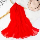 Solid color large size plain chiffon scarf hijab popular soft green chiffon scarf for women wholesale
