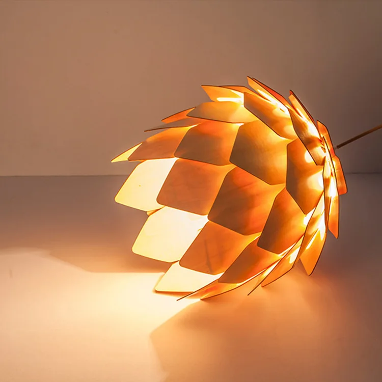 Handmade pinecone shape natural basswood chandeliers for restaurant hotel villa pendant light