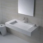 Classin Style Cabinet Basin, Artificial Stone Solid Surface Bathroom Wall Hung Wash Basin PW17