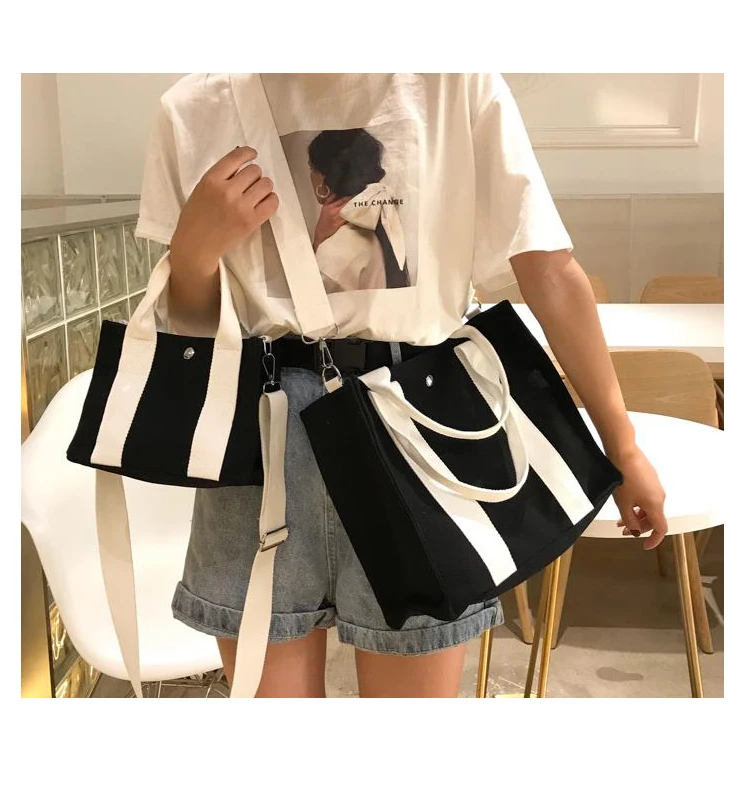 Factory price cotton canvas tote bag reusable woman Fashion single shoulder crossbody bag