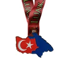 Sports Ribbon Custom Color Zinc Alloy Black Dye Metal Antique Brass Medallion Crystal Medal Trophy On Wooden Base