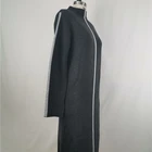 Dress Grey Melange Mock Neck Jersey Double Straight Knitted Casual Ladies Long Sweater Dress