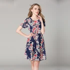 Blue pastoral lady wear dress elegance women casual dresses with Ramage
