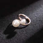 Pearl Ring Custom Fashion Round Shaped Alloy Jewelry Double Pearl Scarf Buckle Ring For Women