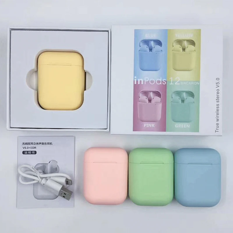 Cute Macaroon colors inPods 12 Mini wireless earbuds i12 TWS earphones - ANKUX.COM