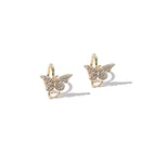 Wholesale High Quality 925 Silver Brass Gold Plated Ear Stud Earrings 2020 Ins Hot Zircon Butterfly Hoop Earrings For Women