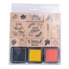 14 pcs Wooden Children Stamps Toys Halloween Christmas Thanksgiving Party Stamps For Kids Gift