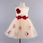 2019 kids sleeveless satin girls princess party dresses with flower beading appliqued