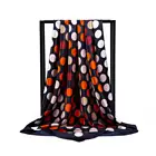 Black Square Silk Scarf 90*90cm Women Luxury Brand Dot Printed Foulard Big Bandana Hijab Head Satin Silk Scarves Shawl
