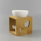 Hot Sale Ceramic Candle Bamboo Holder Fragrance Ceramic Wax Warmer Oil Burner