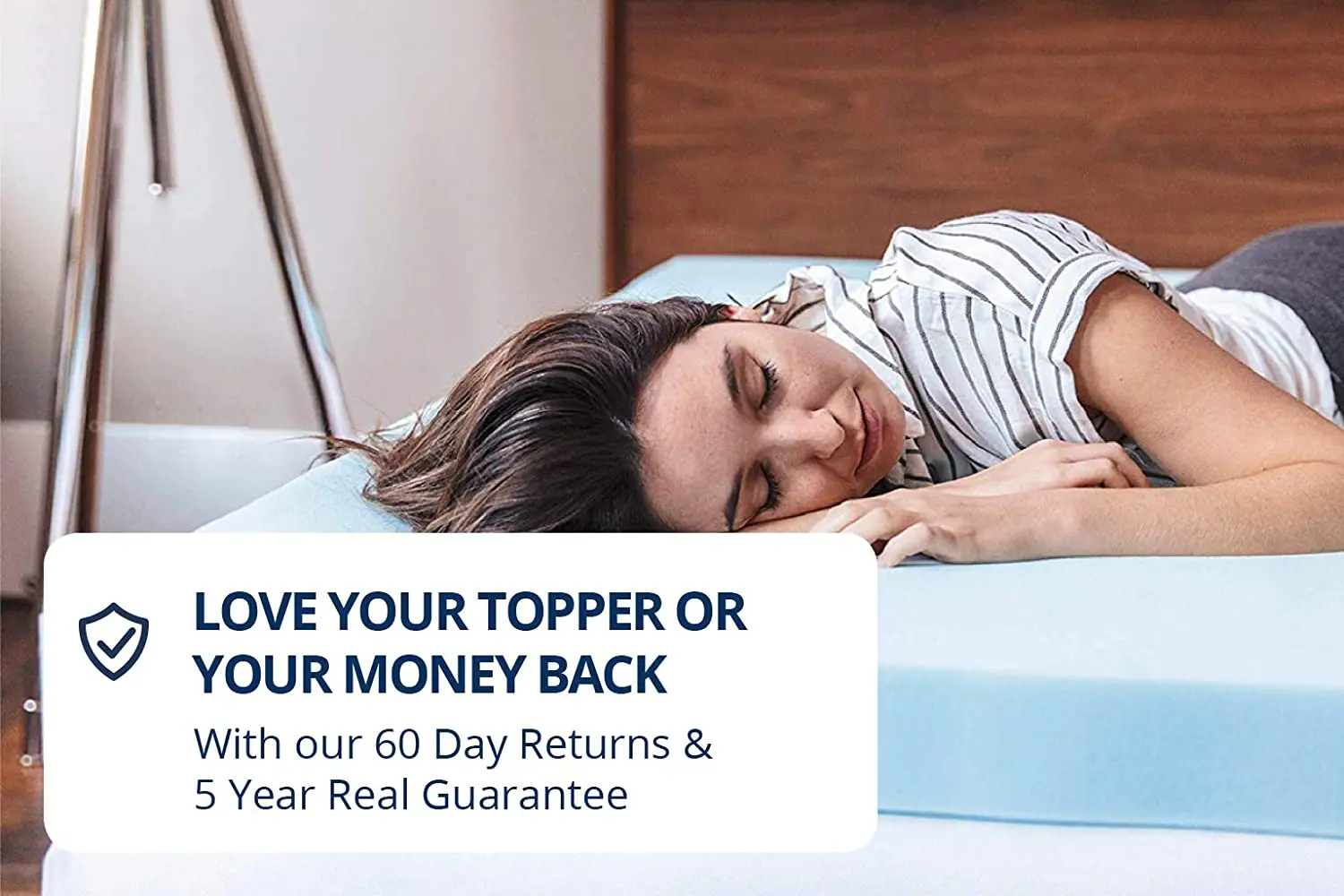 7.6cm breathable gel memory foam mattress topper blue