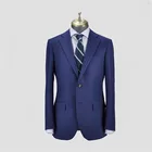 Factory hot sale office wearing men wool fabric blue slim fit wedding suits