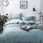 Wholesale Solid Color Double-Layer Cotton Four-Piece Breathable Sweat-Absorbent Nude Sleeping Cotton Bedding Set
