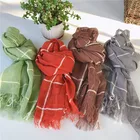 Literature and art lattice china women tassel linen scarfs