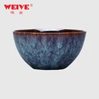 OEM welcome blue color ceramic round large salad bowl for tableware