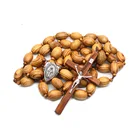 Large Wooden Beads Wall Rosary Oversized Decoration Religious Catholic Cross Church