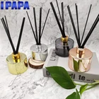 Home fragrance 200ML electroplated glass aroma reed diffuser bottle with reed
