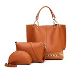 premium big capacity rivet 3 in 1 handbag set for ladies