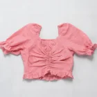 Blouse 2019 Sexy High Street Ladies Puff Sleeve Front String Blouse