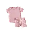Summer soft touching baby clothing short sleeve t shirt and shorts 2pc set