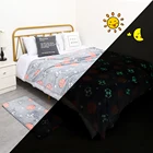 Glow in dark flannel fleece super Soft for kids children weighted blanket rug no harm non-slip Blankets and Bath mat set