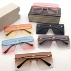 Custom Logo Luxury Womens Clear Rimless Big Square Frame Shades Sun Glasses Sunglasses