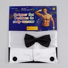 Hot Selling Men Accessories Stripper Set 1Pc Bow Tie 1 Pair Wrist Straps For Men Party Decoration