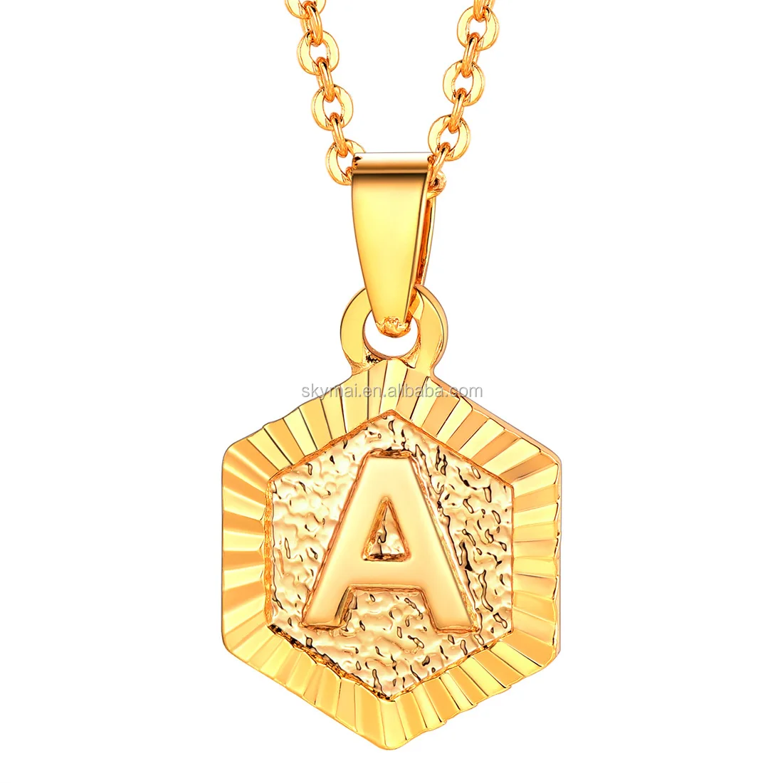 Stainless steel gold Letter necklace initial letter pendant necklace