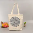 custom flower design type reusable 100% cotton canvas tote grocery shopper bag