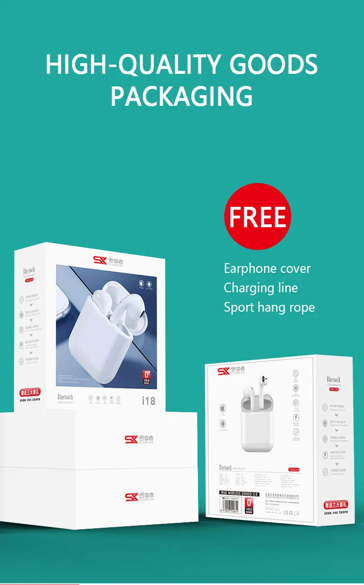 2020 newest BT wireless earphones 5.0 TWS i18 BT headphones for iphone huawei and android Bluetooth earphones In-ear - ANKUX.COM