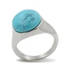any stone you like can be changed ring base turquoise gemstone stainless steel ring