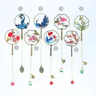 Chinese style Bookmark hollowed-out soft enamel colorful circular fan bookmarks