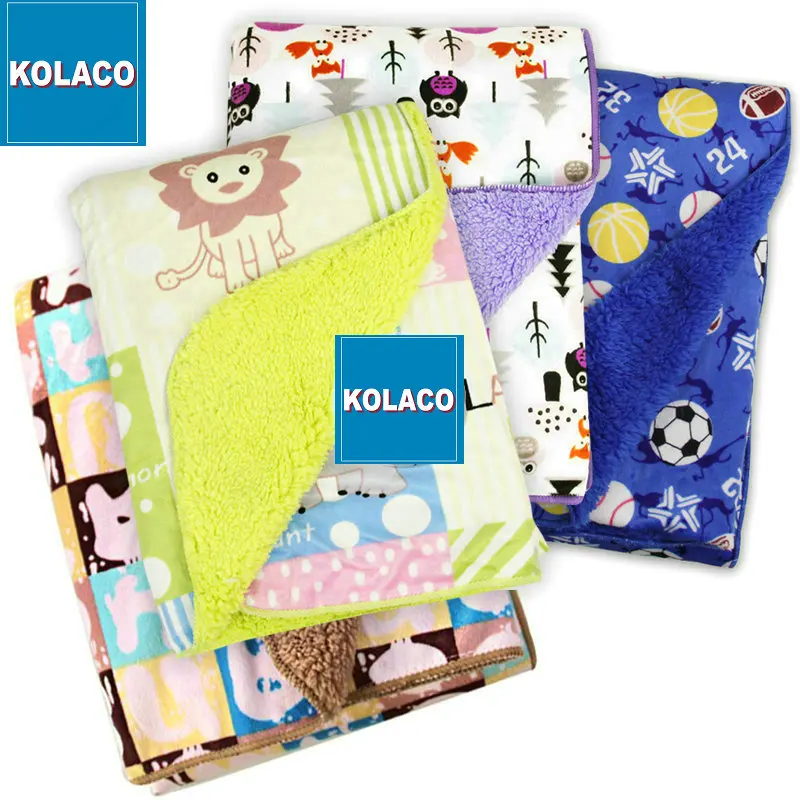 New design cartoon pattern kids rib blanket baby