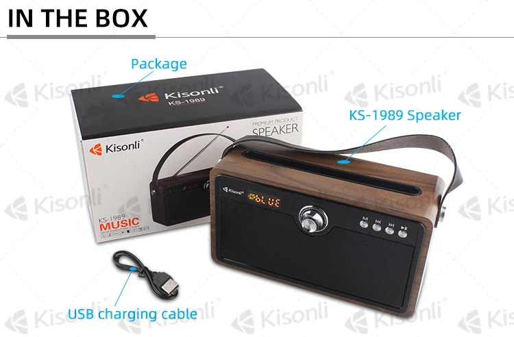V4.0 Active Wooden Hifi Retro Speaker Portable Powerful Subwoofer Loud Sound System Radio Bluetooths Speaker - ANKUX.COM