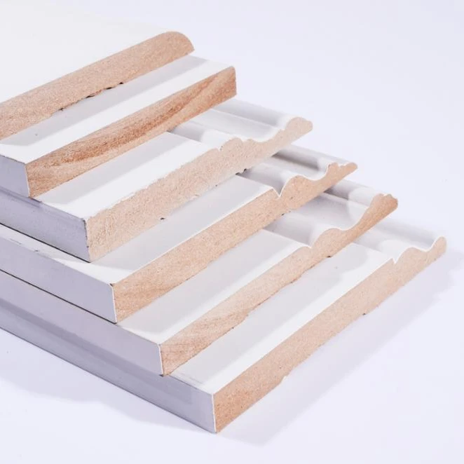 Eco Friendly Decorative Interior Cove White Primer Mdf Baseboard