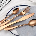 Korean Custom Metal Cutlery Gift 24 Sets Hotel Compact Rose Gold Copper Silver 18/10 Stainless Steel Restaurant Flatware Set