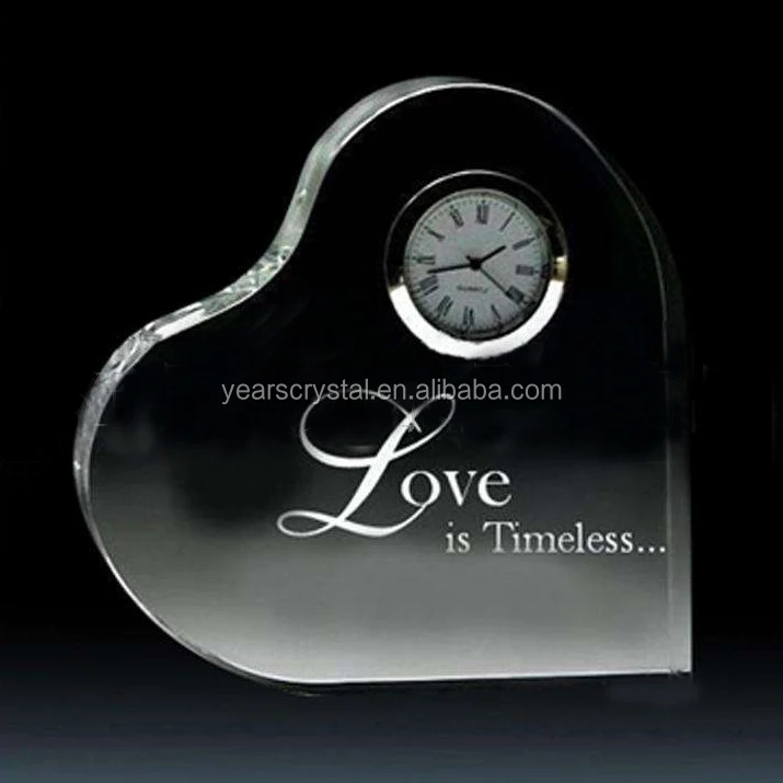 design crystal gifts heart shape clock wedding anniversary