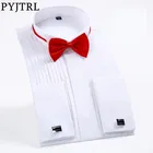 Male Classic Wedding Bridegroom Groomsman Dress Tuxedo Shirt Gentleman Formal Long Sleeve Slim Fit Men Chemise Homme