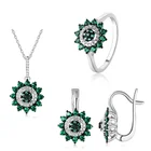 Fashion emerald 925 sterling silver women jewelry set