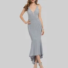 light blue illusion linear beaded v neck midi high low ruffle evening gowns long dresses for women ladies casual