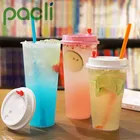 透明なプラスチックカップ、 16 オンス透明なプラスチック製カップとフラットふたまたはドーム蓋、スラッシュカップ