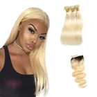 613 Blonde hair, Cuticle Aligned Raw Brazilian Hair Material Blonde Weave Bundles, Blonde 100% Virgin Human Hair Bundles