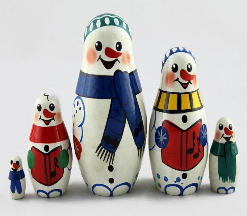 Weihnachten schneemann holz hand gemalt russische puppe