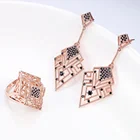 Gold/Silver/Rose Color Jewelry Sets India For Women Zircon Rings & Earrings Brass Jewellery