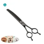 KELO Oem Black Titanium-plated Curved Blade Pet Hair Grooming Thinning Scissors